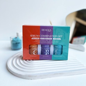 پک سه‌عددی سرم‌های تخصصی بیوآکوا (هیالورونیک اسید، ویتامین C و رتینول)